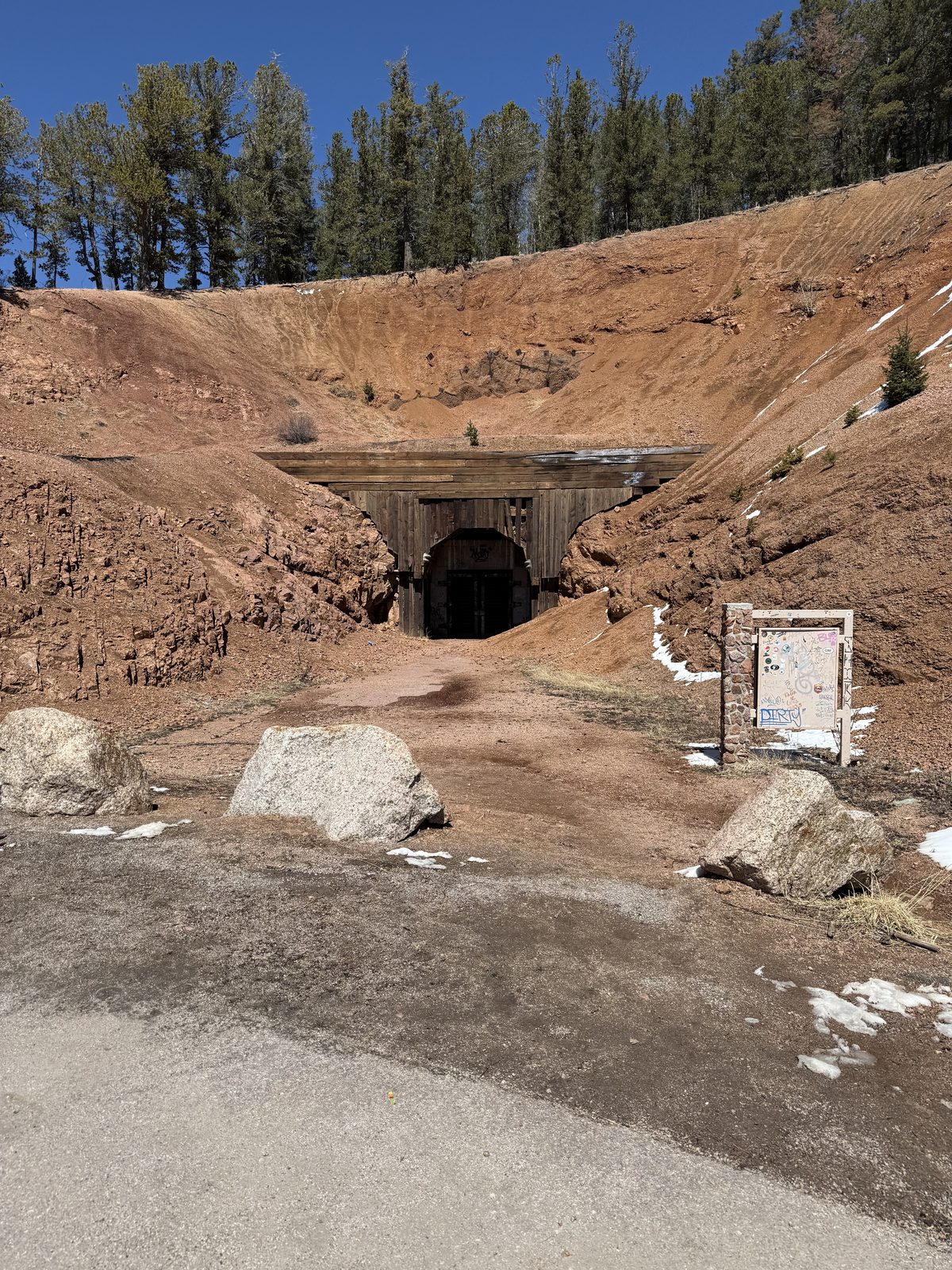 Old mine portal cut into the hillside