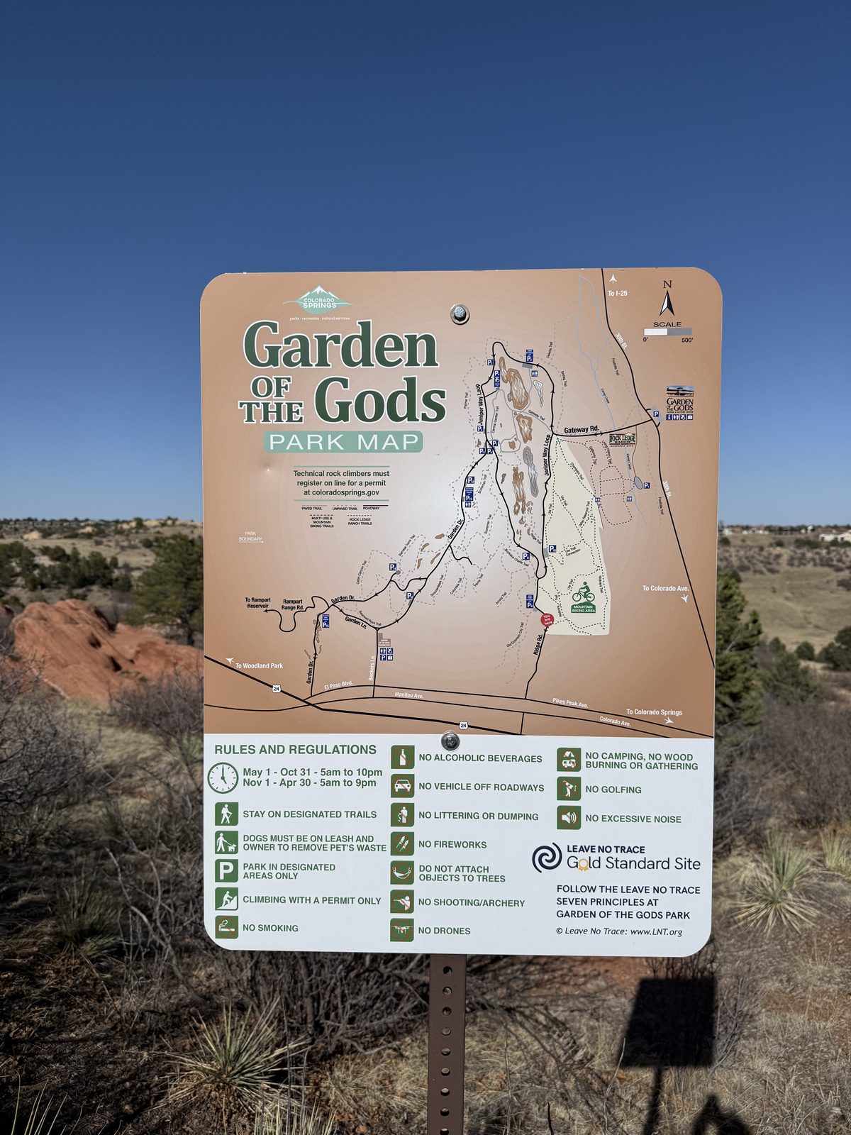 Garden of the Gods trail map sign