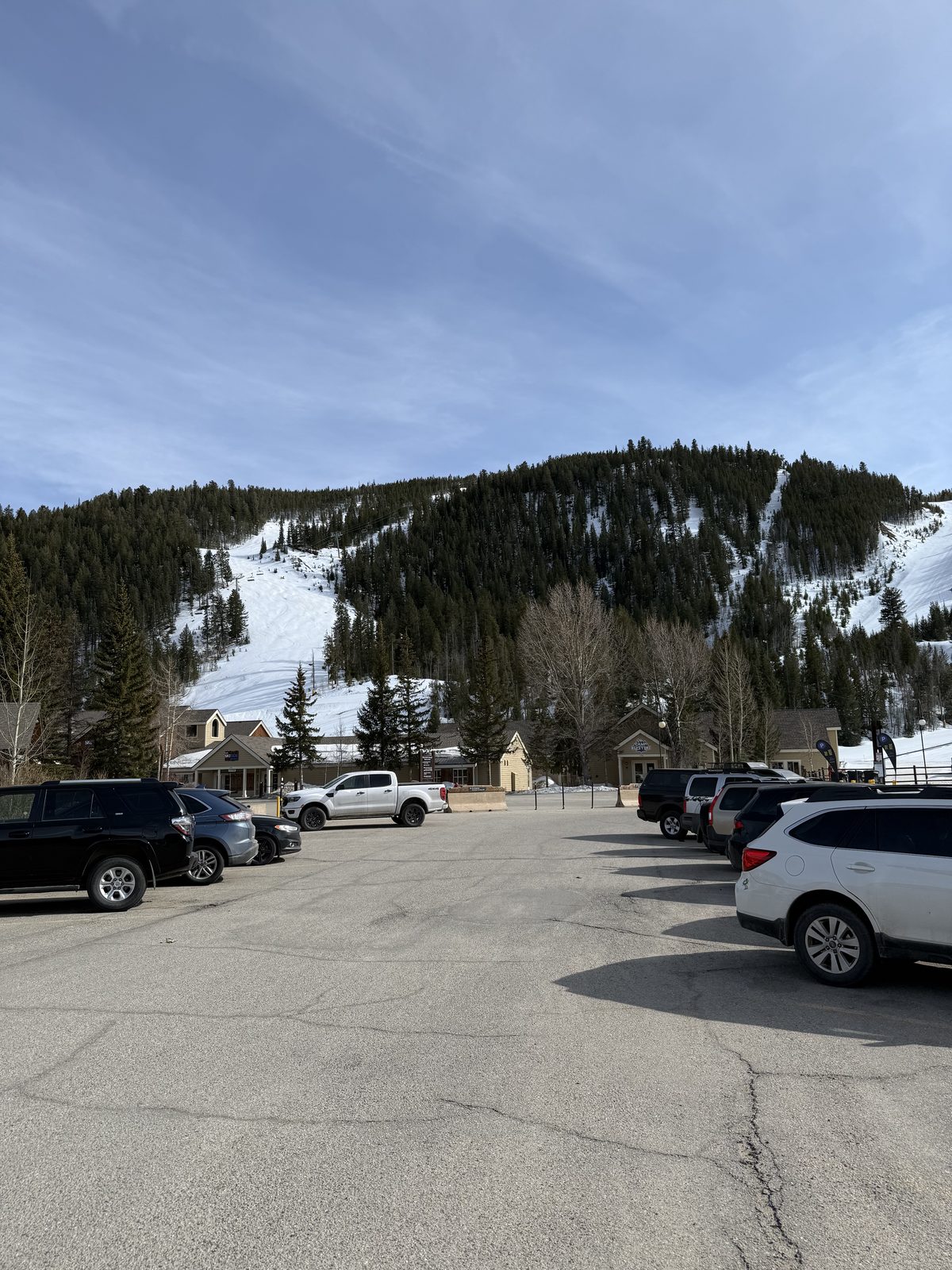 Cars parked at the base