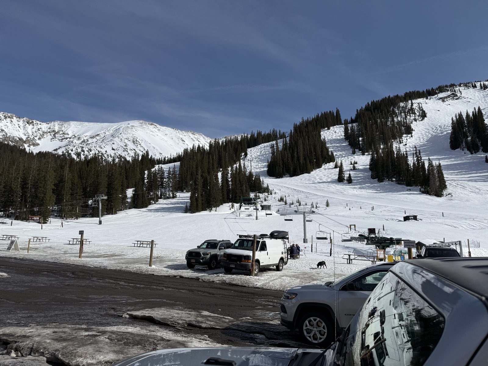 Parking lot at the base of the mountain
