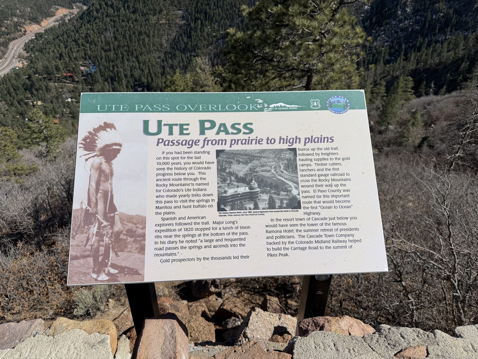 Ute Pass Overlook interpretive sign
