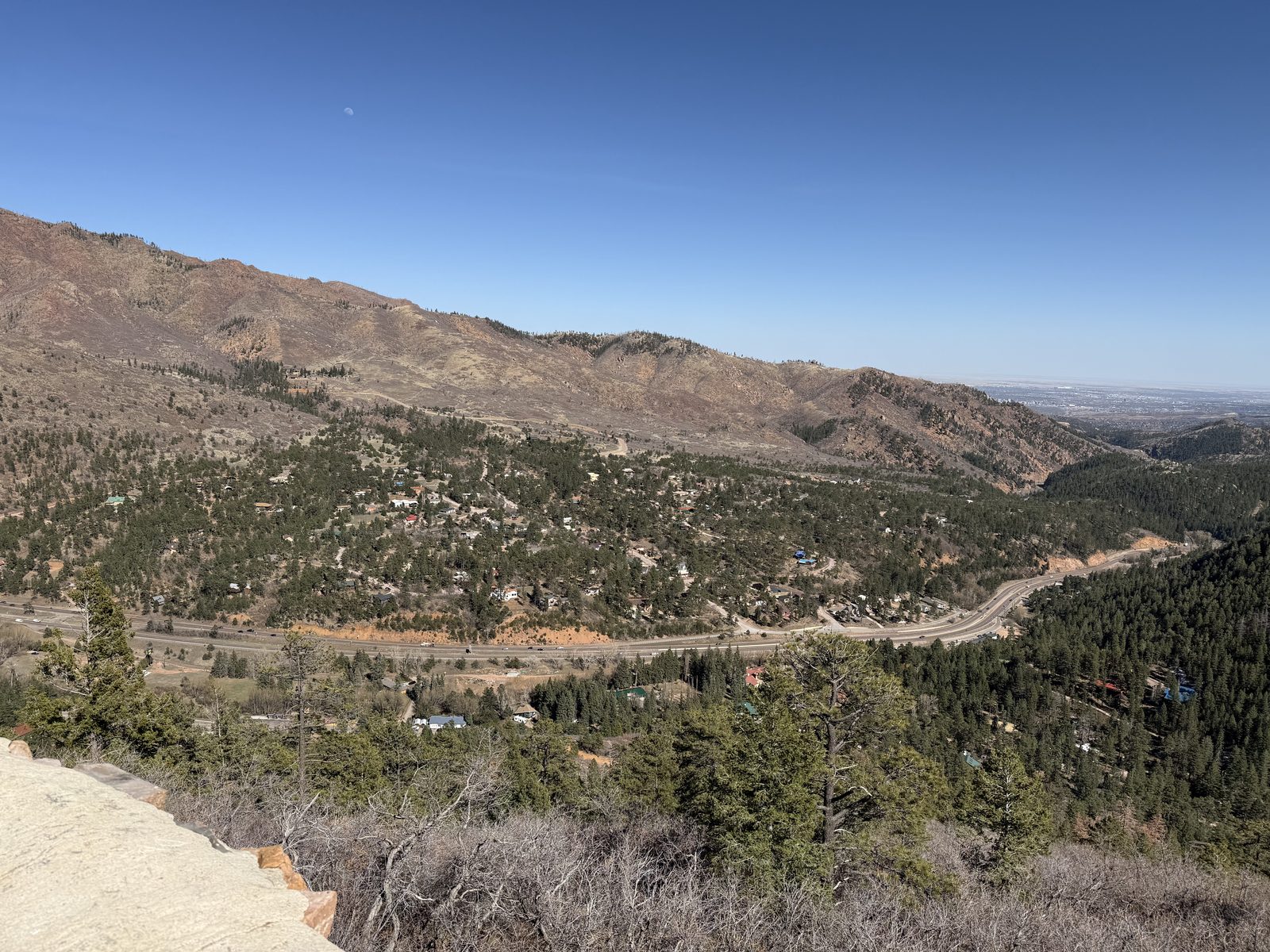 View down Ute Pass toward Colorado Springs