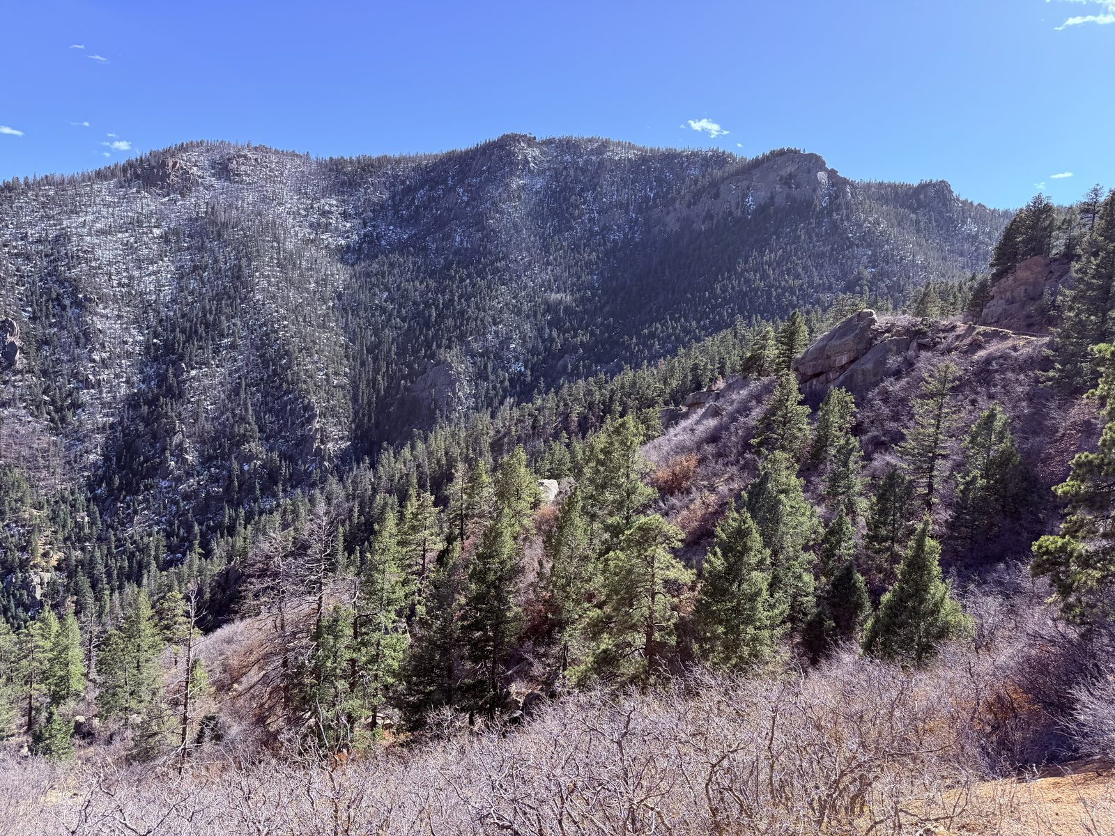 Snow lingering on the north-facing slopes